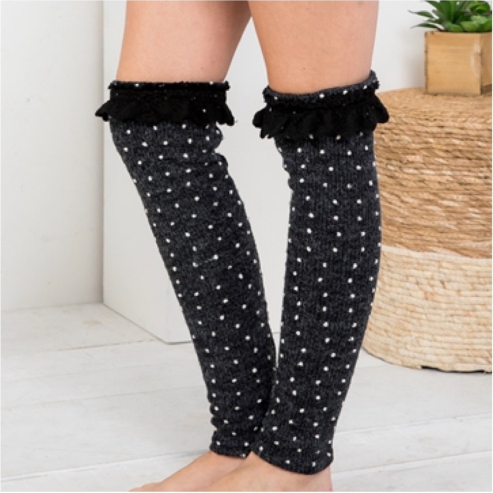 Polka Dot Crochet Lace Leg warmer - Picture 4 of 5